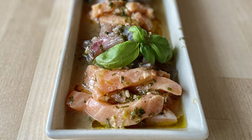 Ceviche de saumon et de maquereau au citron et basilic